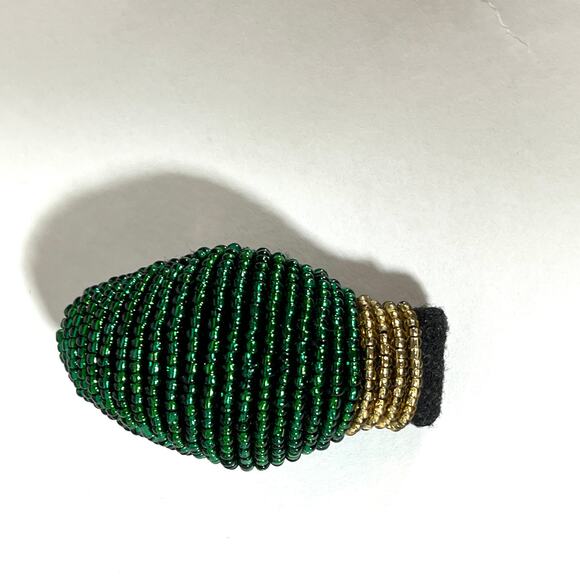 Vintage Hallmark Green Pin Christmas Beaded Fabric Light Bulb Holiday Stuffed - Picture 2 of 5